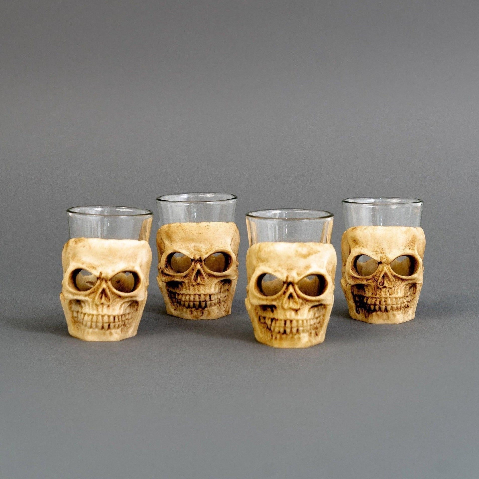 Halloween Skull Shot Glasses Jersey Art Glass