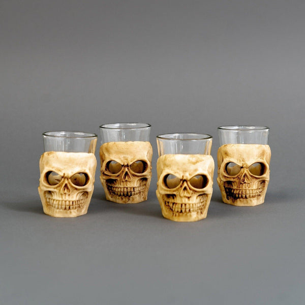 Halloween Skull Shot Glasses Jersey Art Glass