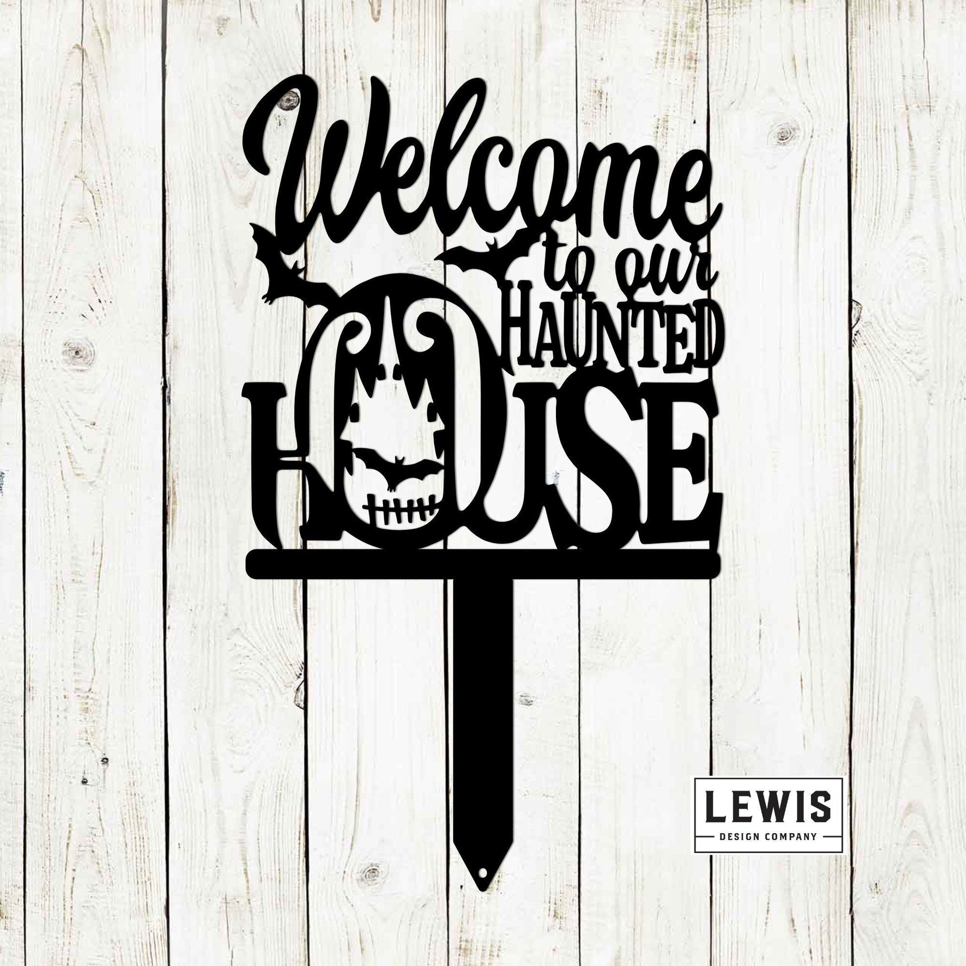 Welcome to Our Haunted House Stakes | Halloween Metal Yard Decor
