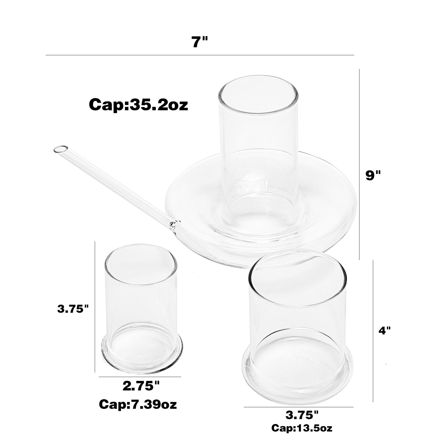 Genie Lamp Stackable Water Carafe & Glasses Set - The Wine Savant 1000 ML Glass Pitcher with 2 7oz Glasses 7