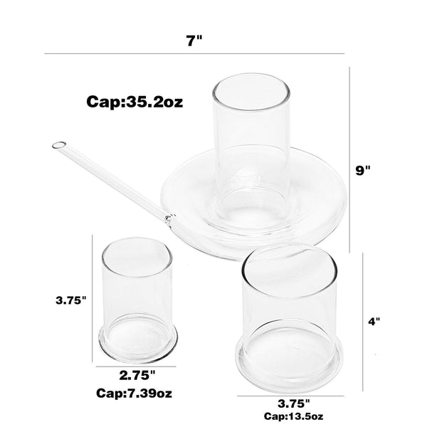 Genie Lamp Stackable Water Carafe & Glasses Set - The Wine Savant 1000 ML Glass Pitcher with 2 7oz Glasses 7