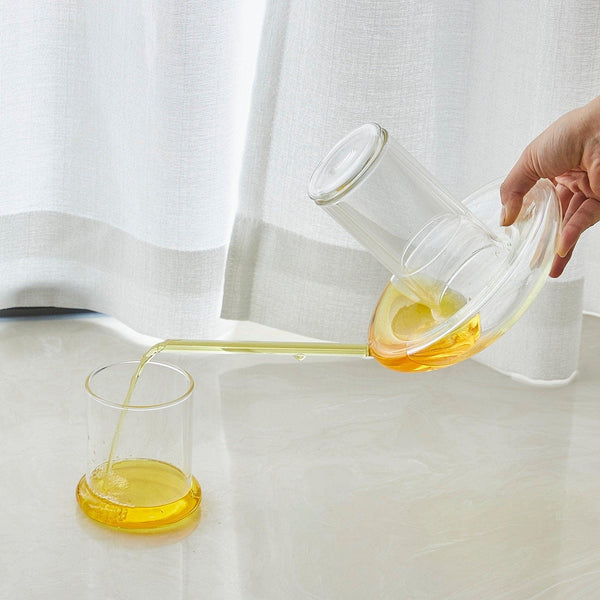 Genie Lamp Stackable Water Carafe & Glasses Set - The Wine Savant 1000 ML Glass Pitcher with 2 7oz Glasses 7