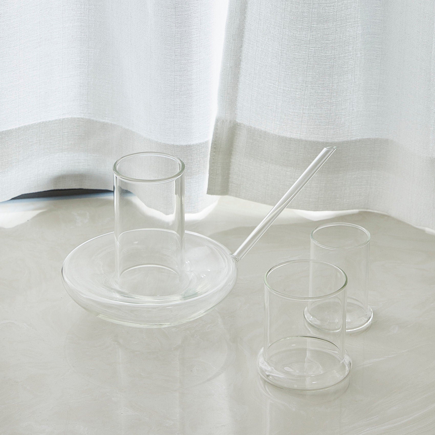 Genie Lamp Stackable Water Carafe & Glasses Set - The Wine Savant 1000 ML Glass Pitcher with 2 7oz Glasses 7