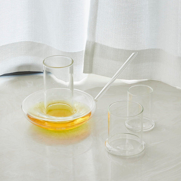 Genie Lamp Stackable Water Carafe & Glasses Set - The Wine Savant 1000 ML Glass Pitcher with 2 7oz Glasses 7