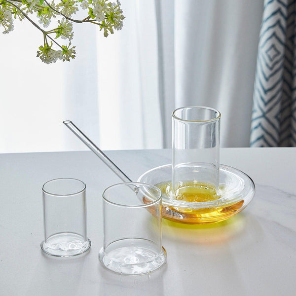 Genie Lamp Stackable Water Carafe & Glasses Set - The Wine Savant 1000 ML Glass Pitcher with 2 7oz Glasses 7