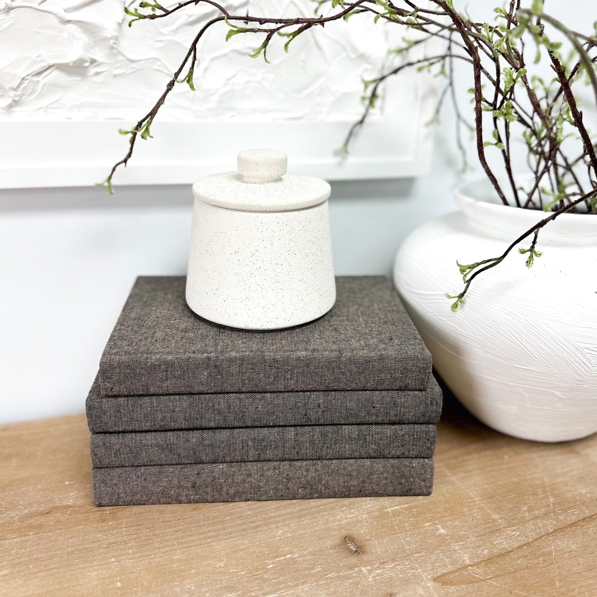 Espresso Linen Covered Decorative Books