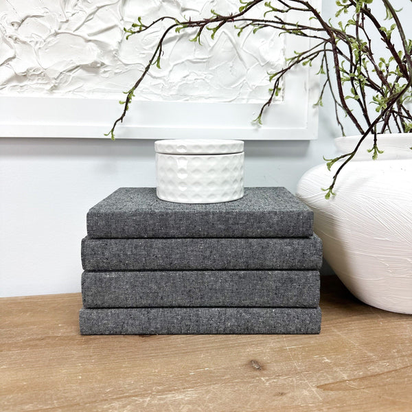 Charcoal Linen Covered Decorative Books