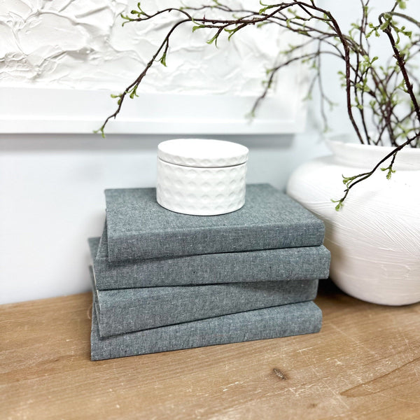 Shale Linen Covered Decorative Books
