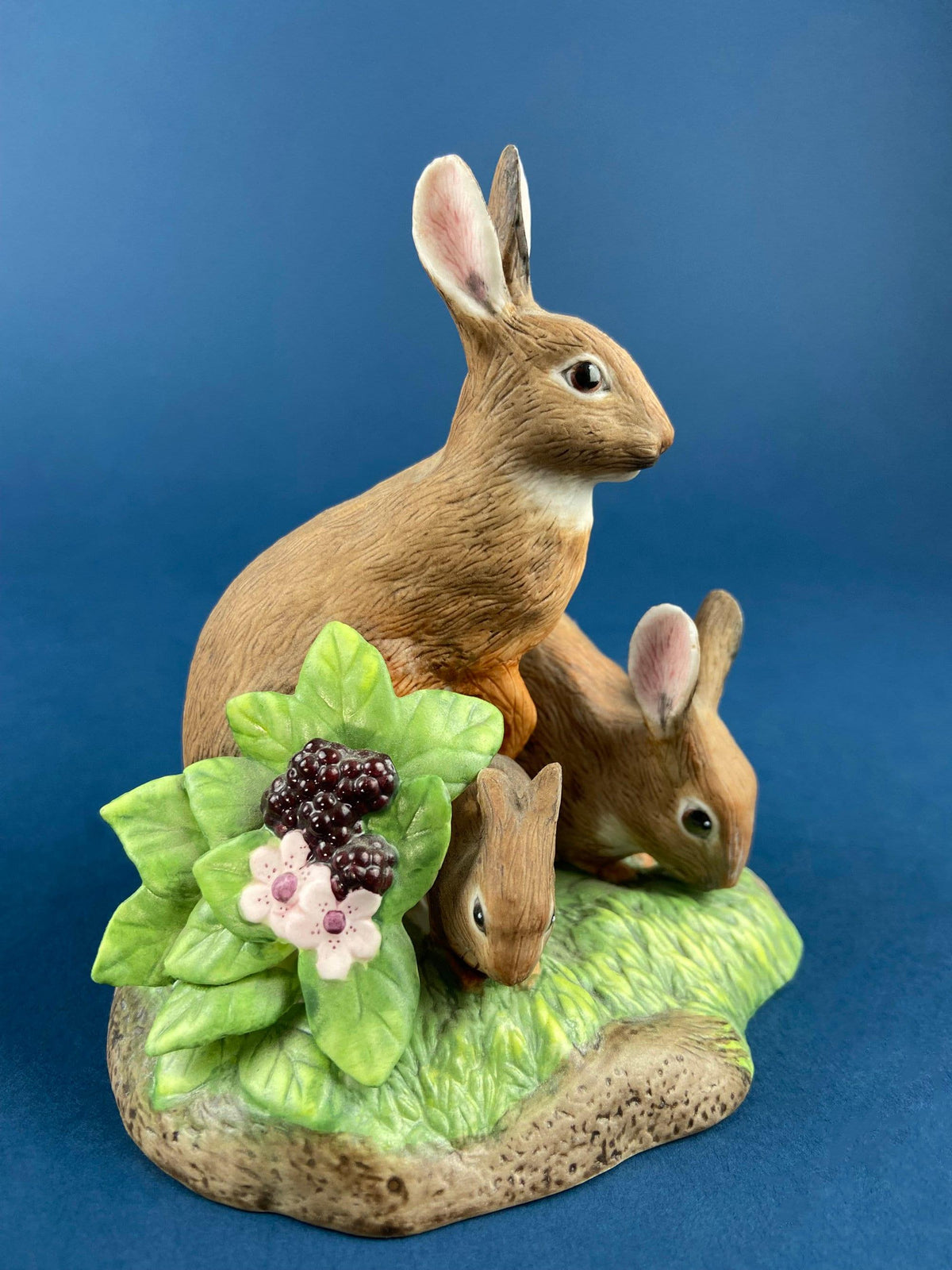 Hand-Painted Porcelain Bunny Family Figurine, RW OM, Easter Decor