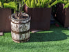 Rustic Barrel Planter, Handmade in Mexico, Wooden Outdoor Garden Decor, Porch Decor, Yard Art, 12.75