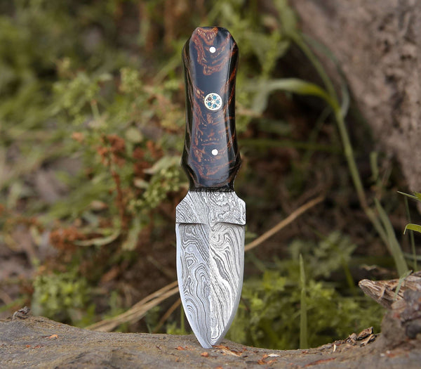 Ambush Damascus Fixed Blade Pocket Knife 6