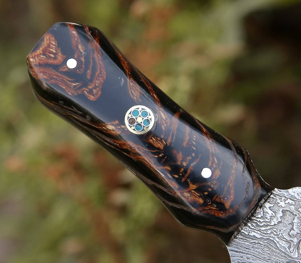 Ambush Damascus Fixed Blade Pocket Knife 6