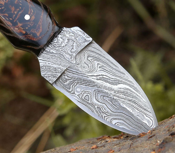 Ambush Damascus Fixed Blade Pocket Knife 6