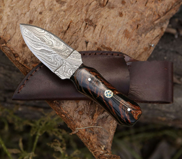 Ambush Damascus Fixed Blade Pocket Knife 6