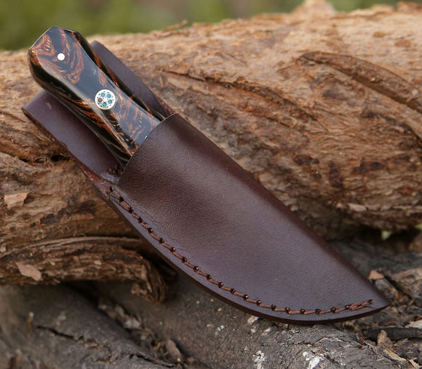 Ambush Damascus Fixed Blade Pocket Knife 6