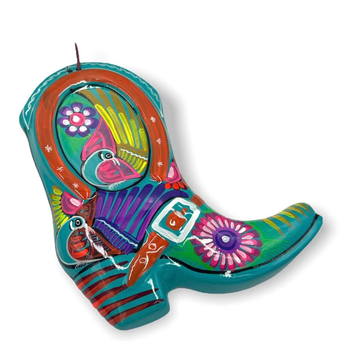 Guerrero Cowboy Boot Wall Art | Mexican Hand-Painted Pottery Decor
