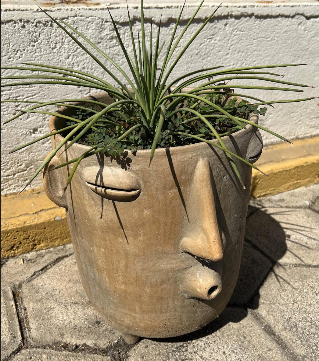 Whistler Planter, Big Clay Flower Pot, Handmade Mexican Pottery of Atzompa, Mexico, Home Decor, Indoor Outdoor Decor, Substantial Plant Pot