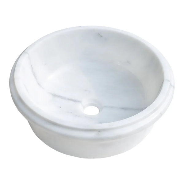 Carrara White Marble Natural Stone Waterfall Drop-in or Above Vanity Sink (D)17