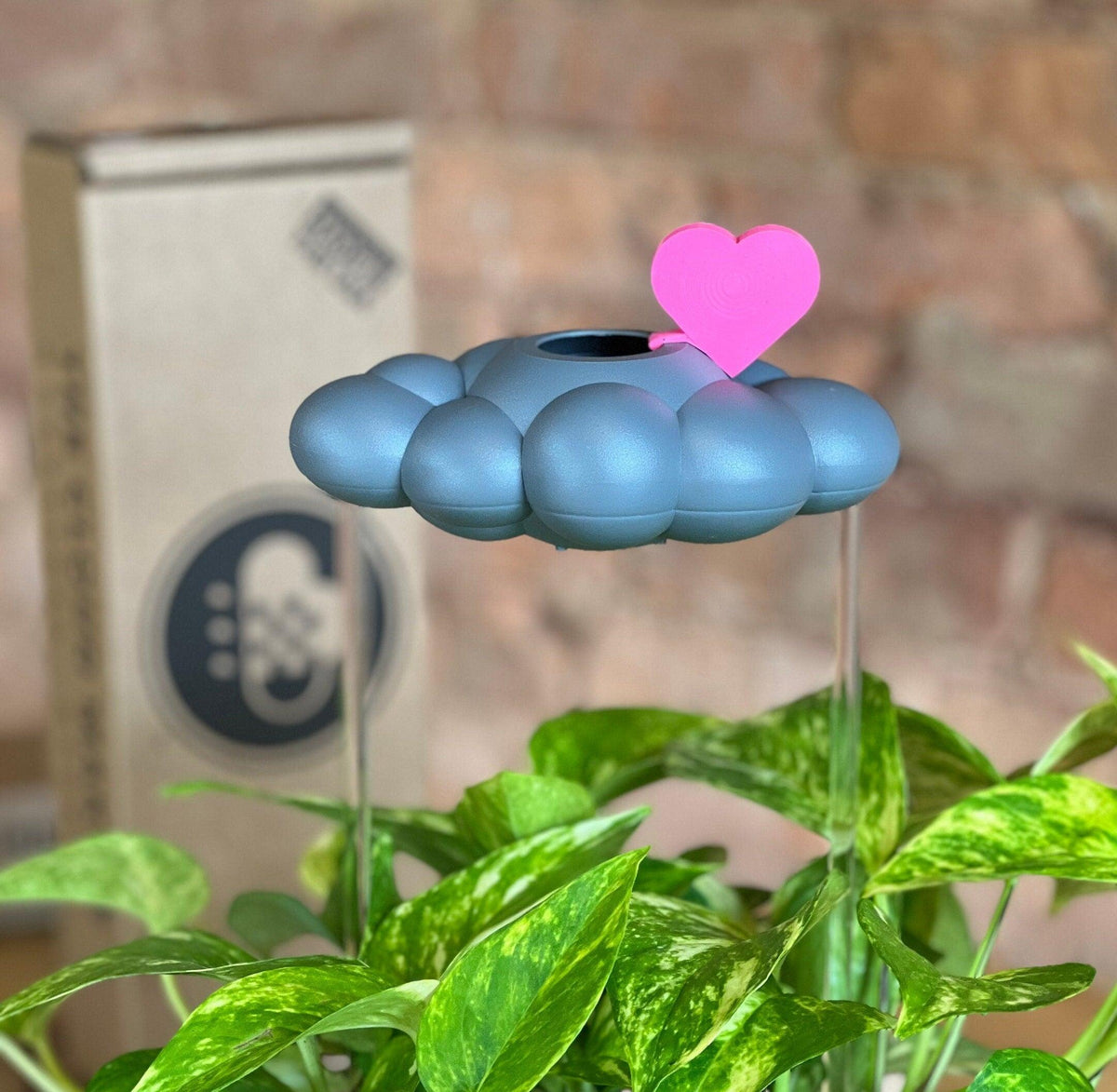 Stormy Dripping Rain Cloud with Pink Heart Charm