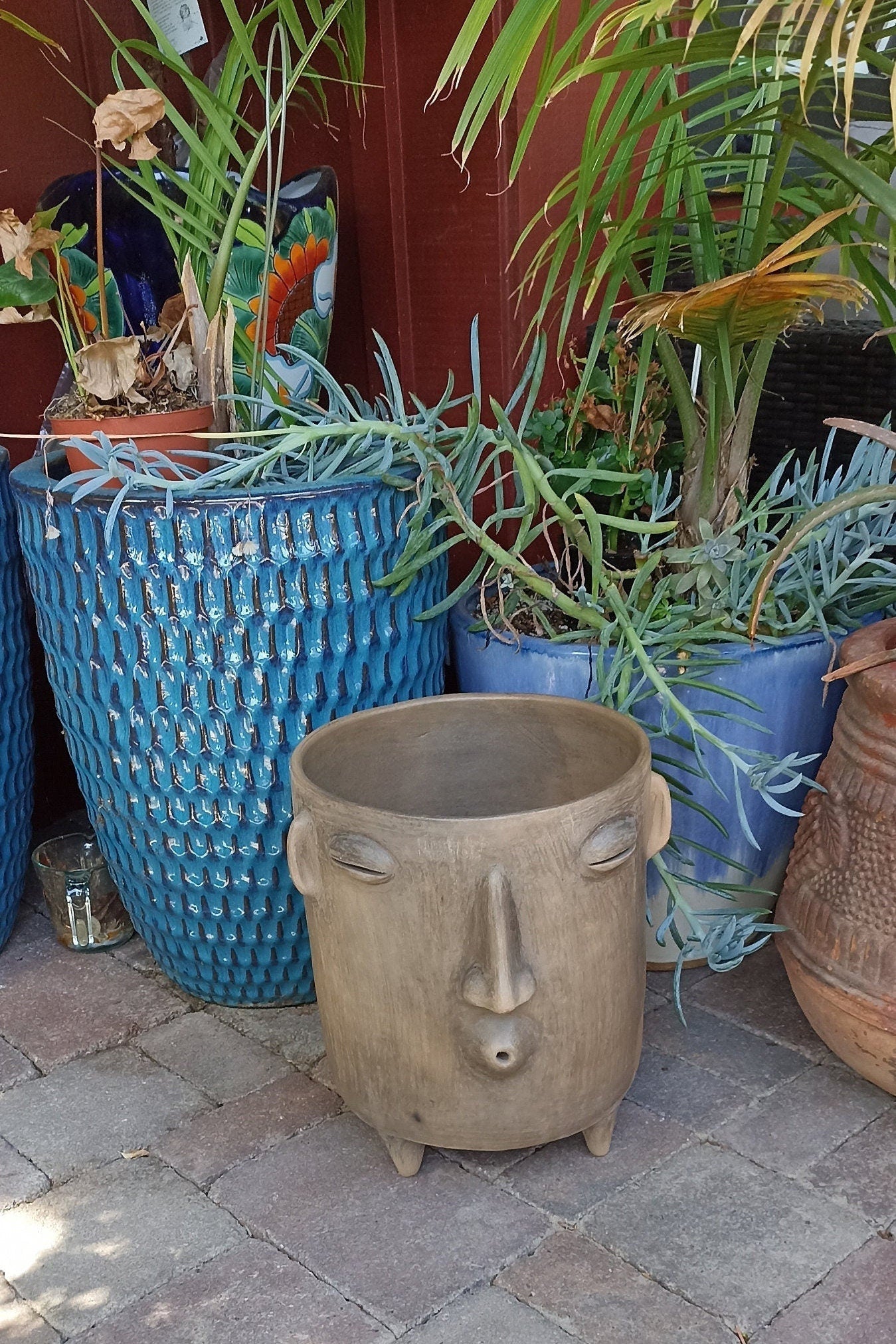 Whistler Planter, Big Clay Flower Pot, Handmade Mexican Pottery of Atzompa, Mexico, Home Decor, Indoor Outdoor Decor, Substantial Plant Pot