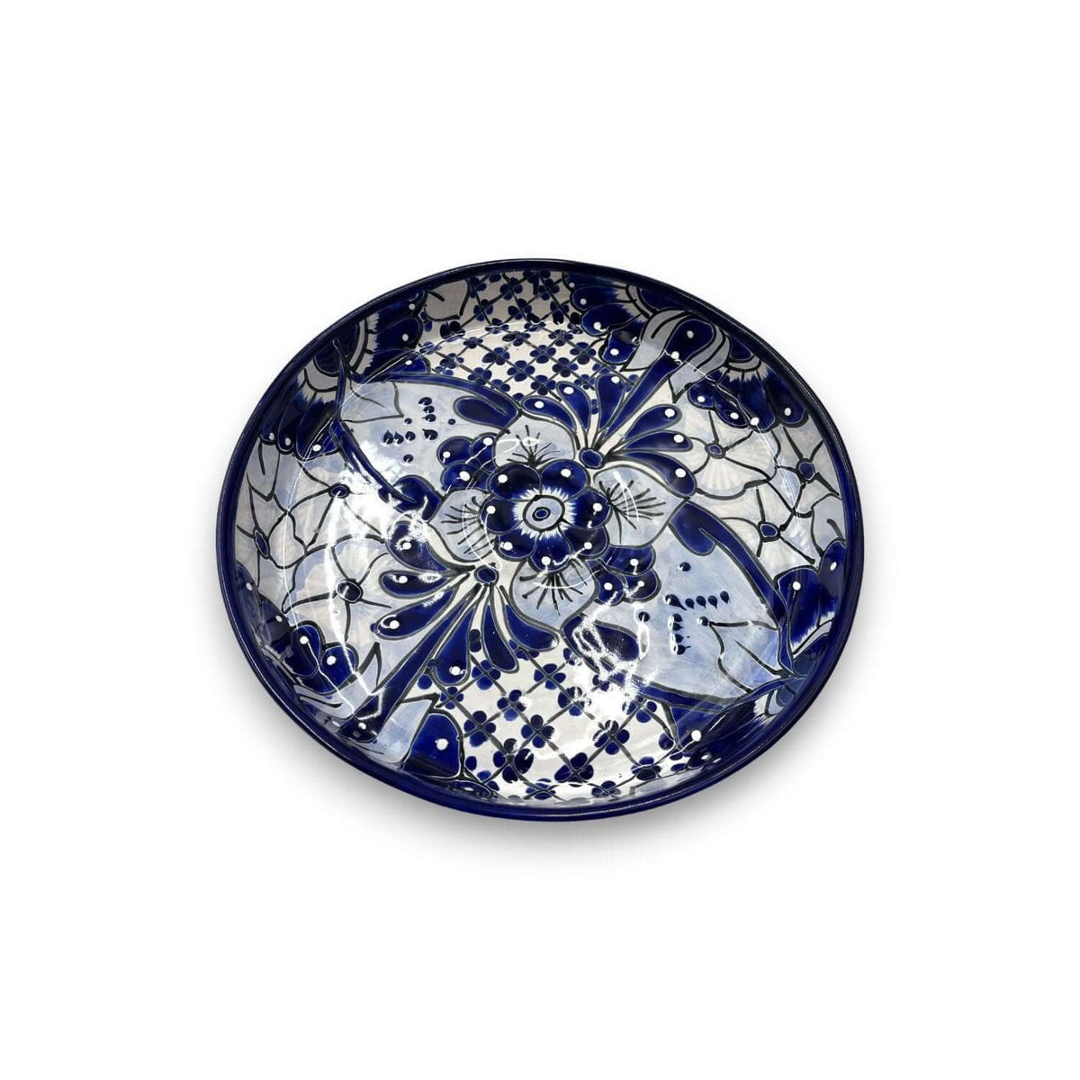 Handmade Talavera Appetizer Tray | Blue and White Sectional Platter