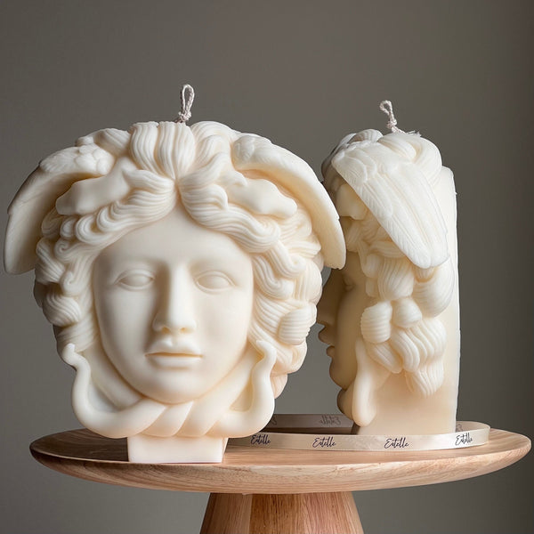Medusa Soy Wax Candle: Large Sculptural Woman Head Statue