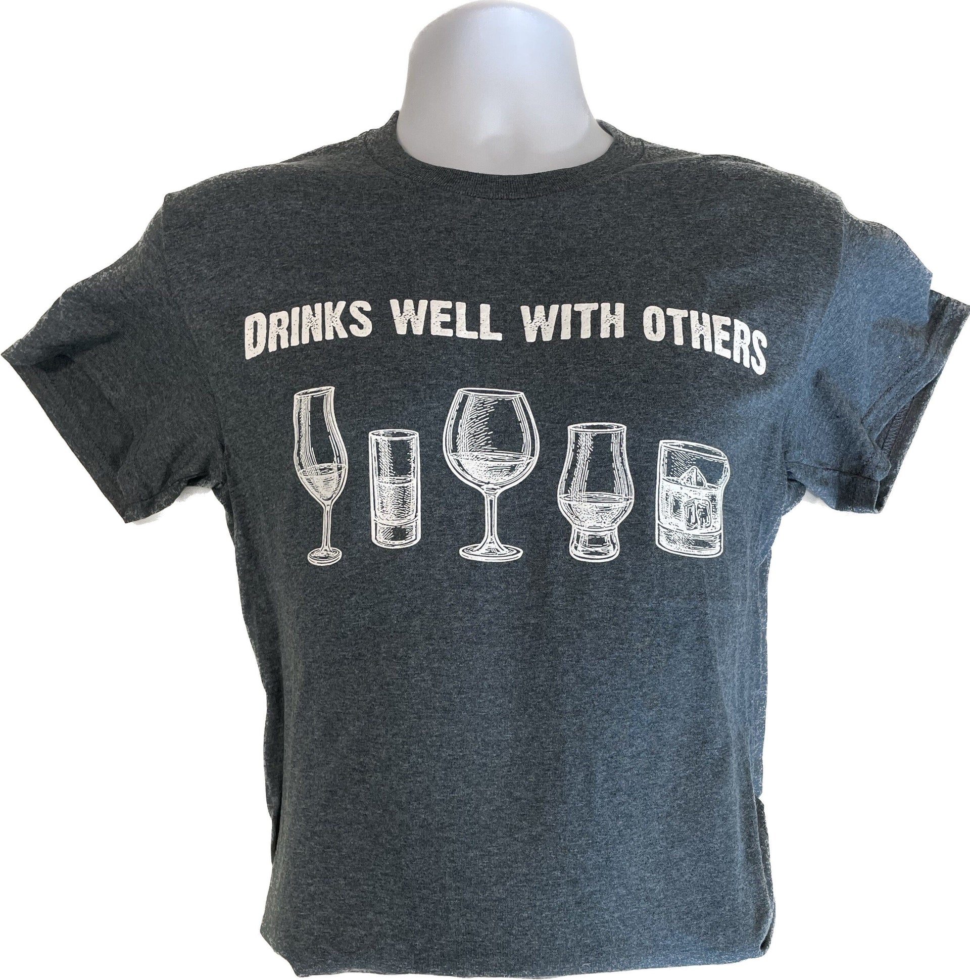 Drinks well with others whiskey/bourbon T shirt- Unisex- Dark Heather