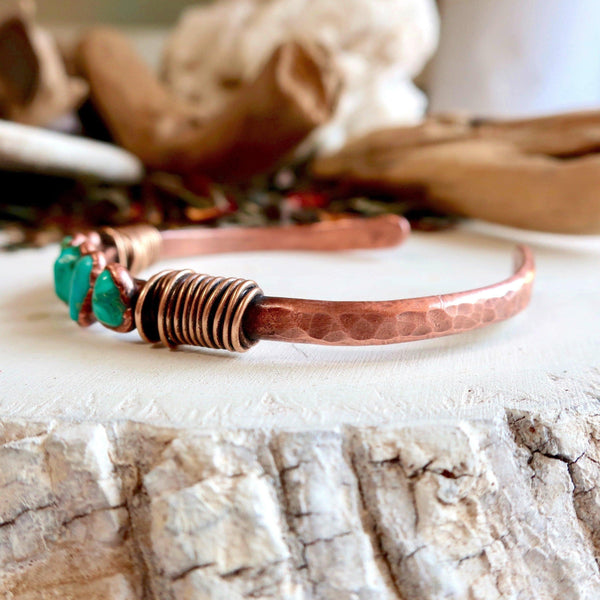 Raw Turquoise Cuff - Electroformed Copper | Handmade by Blackbird & Sage
