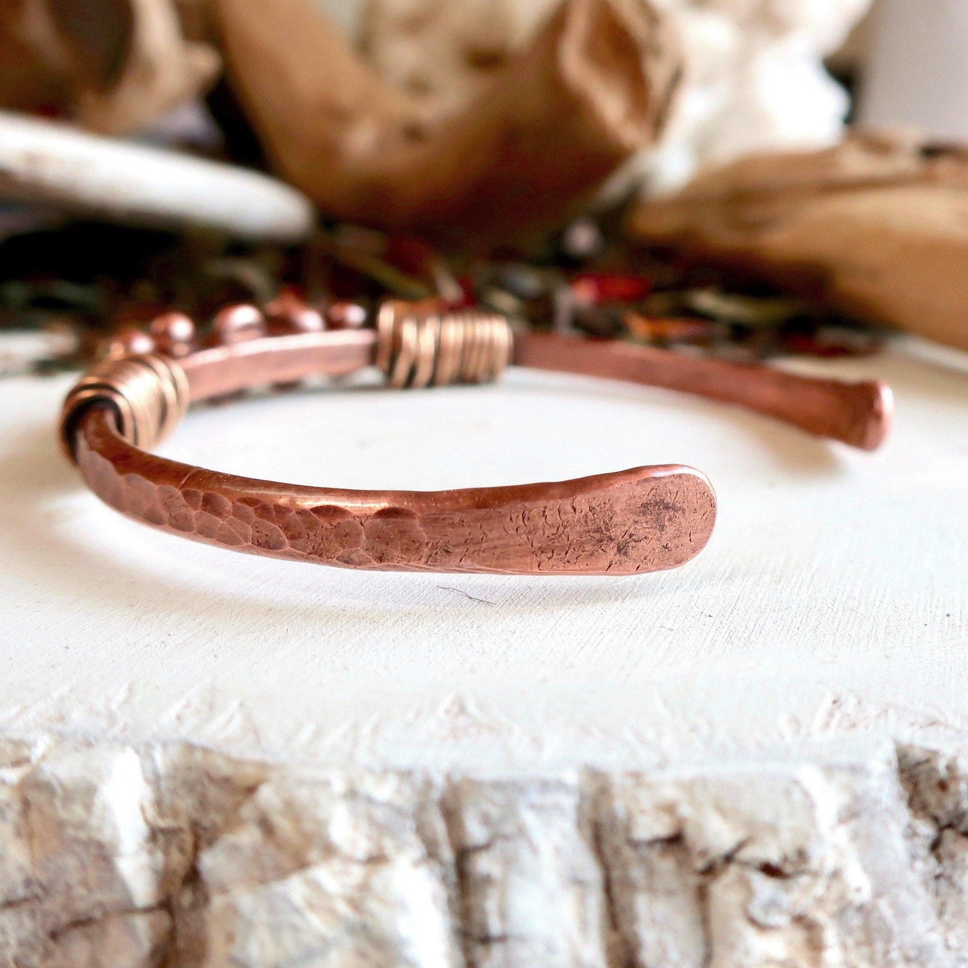 Raw Turquoise Cuff - Electroformed Copper | Handmade by Blackbird & Sage