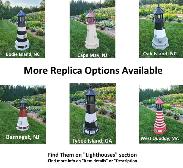 Amish  Handmade Patriotic Solar Lighthouse - Landmark Replica - Garden Decor