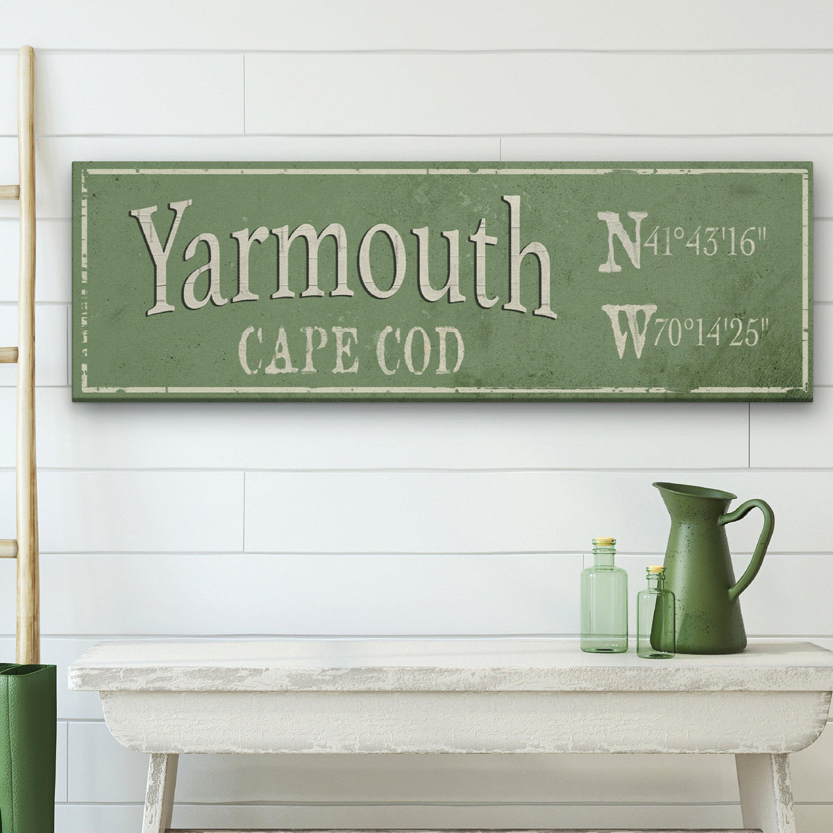 Personalized Rustic City Town Canvas Sign with Latitude Longitude Coordinates