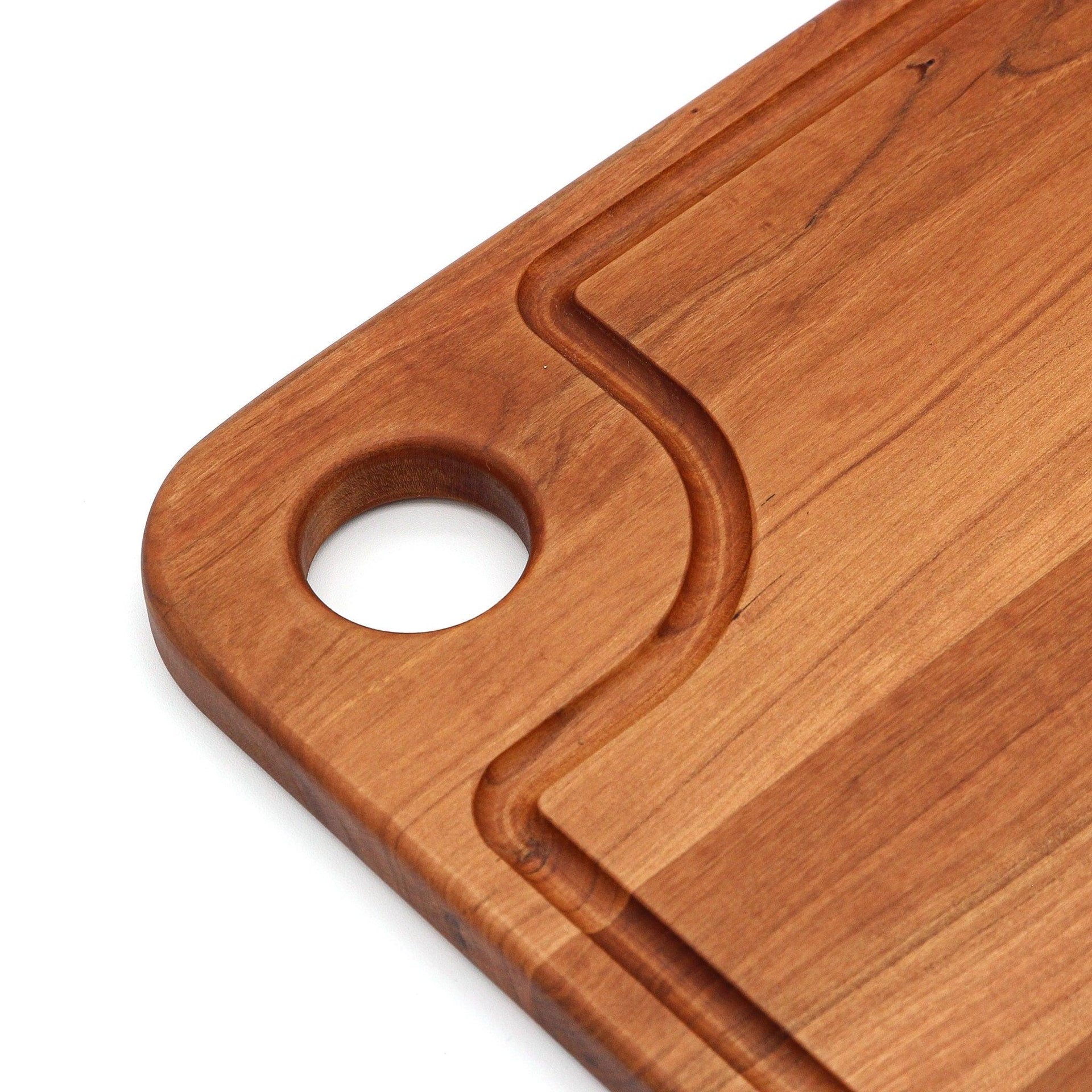 Large Wood Cutting Board With Thumb Hole and Juice Groove 18x12 Inches, Wood Cheese Board, Wooden Chopping Board, 100% Made in the USA