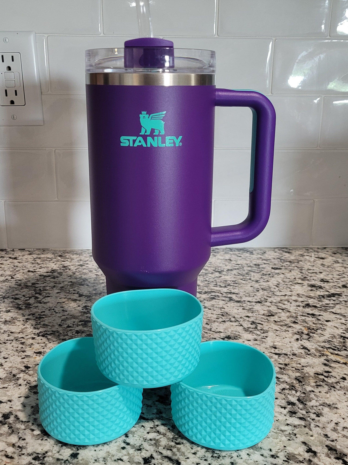 Studded Aqua Silicone Boot Bumper Sleeve for Tumblers