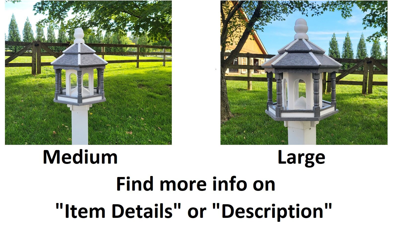 Amish Handmade Gazebo Bird Feeder – Weather-Resistant Poly Lumber Feeder with Wide Feeding Opening for Outdoor Birds