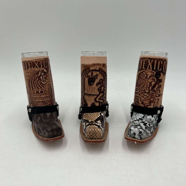 Cowboy Boot Shot Glass | Authentic Mexican Leather-Wrapped Glass