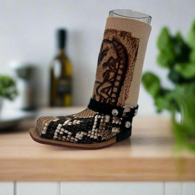 Cowboy Boot Shot Glass | Authentic Mexican Leather-Wrapped Glass
