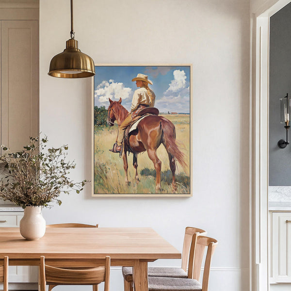 Cowgirl On Horse - Rustic Art