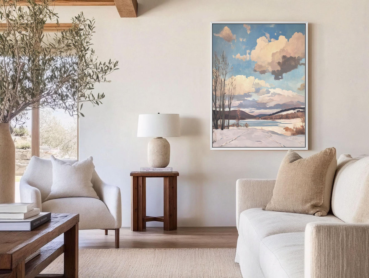 Winter Lake Canvas Wall Art Print - Vintage Canvas Art