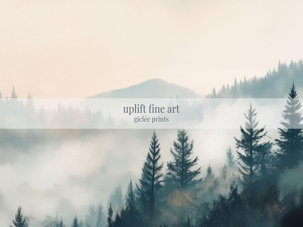 Misty Pine Forest Landscape - Neutral Canvas Art