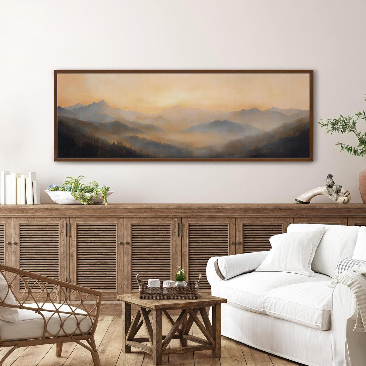Golden Mountain Sunset Canvas Art