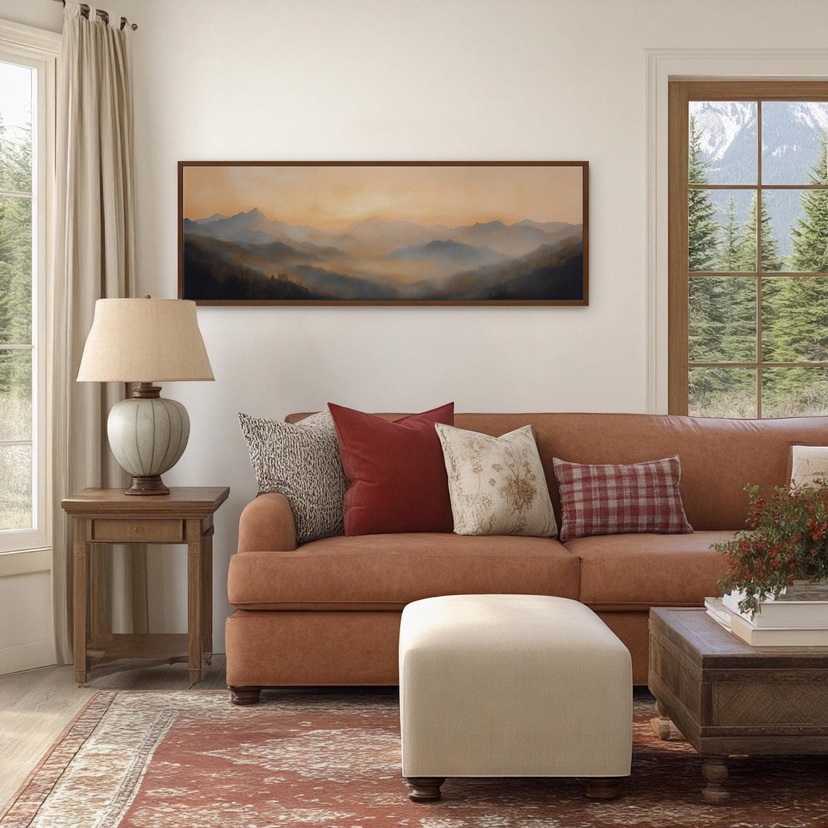 Golden Mountain Sunset Canvas Art