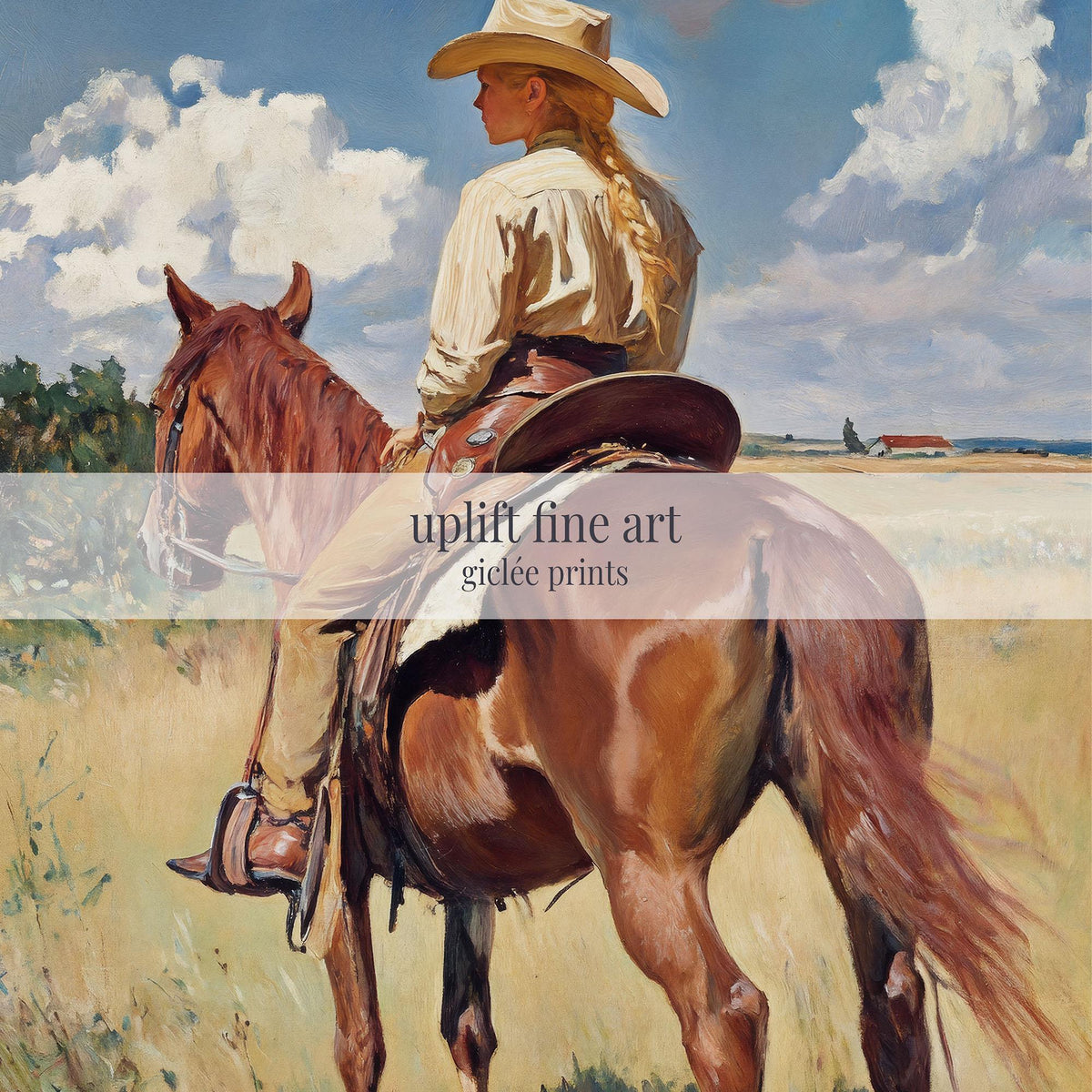 Cowgirl On Horse - Rustic Art