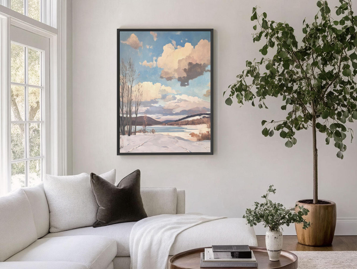Winter Lake Canvas Wall Art Print - Vintage Canvas Art