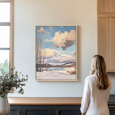 Winter Lake Canvas Wall Art Print - Vintage Canvas Art