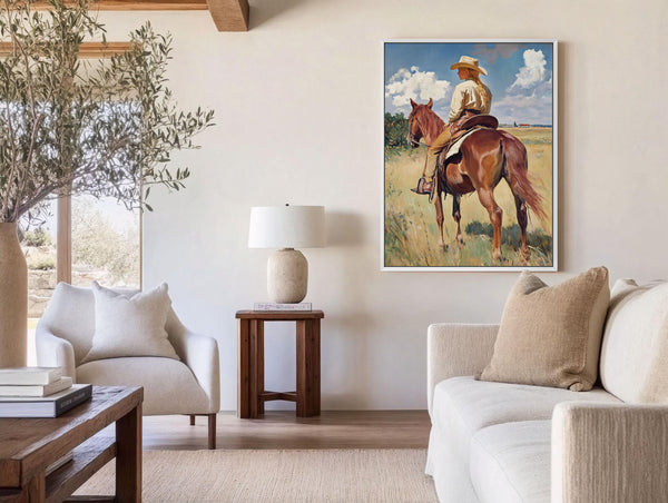 Cowgirl On Horse - Rustic Art
