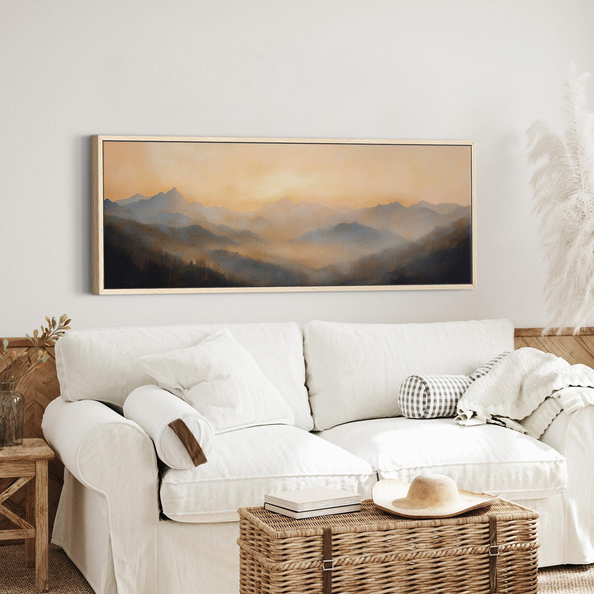 Golden Mountain Sunset Canvas Art