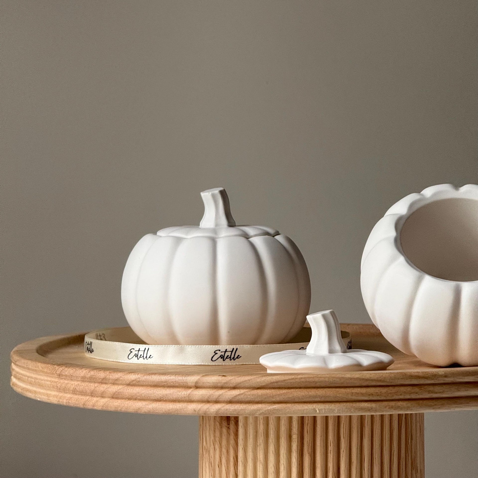 Handmade Jesmonite Pumpkin Jar: Autumn Fall Home Decor