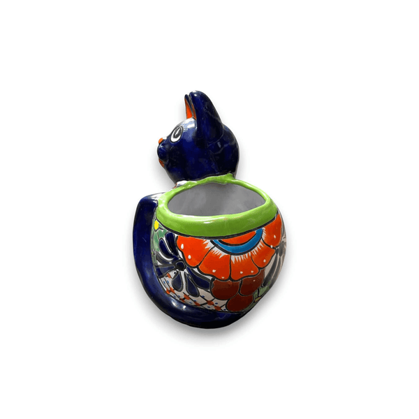 Handmade Cat Planter | Hand-Painted Cat Talavera Artwork
