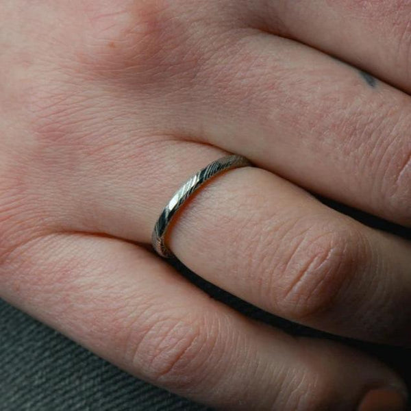 Twilight Damascus Steel Wedding Ring Band