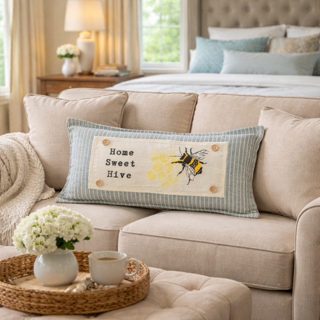 PANEL ONLY: RECTANGLE Boho Beehive Happy Mother's Day Summer, Spring; 1 BEE HOME SWEET HIVE